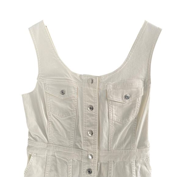 J Crew Womens White Denim Dress Sleeveless Snaps Cotton Size 8 Preppy 90s - Picture 2 of 9